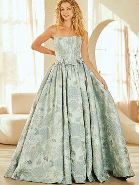 NEW DUSTY_MINT Evening Gown Floor Length Formal Elegant Stunning 8068